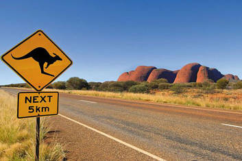 Kangaroo road sign at Kata Tjuta